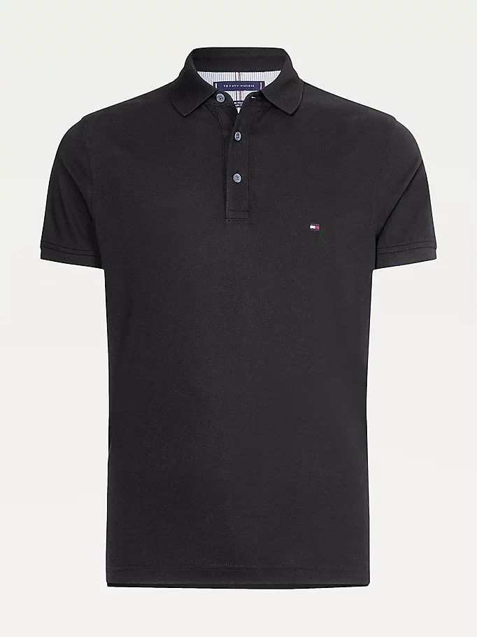 Tommy Hilfiger 1985 Organic Bomull Slim Fit Polo T Skjorte Herre Svarte | NHPROA-984