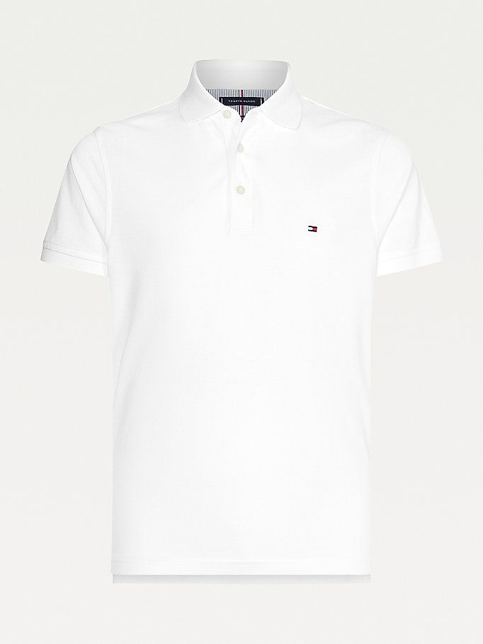 Tommy Hilfiger 1985 Organic Bomull Slim Fit Polo T Skjorte Herre Hvite | RCYVHP-958