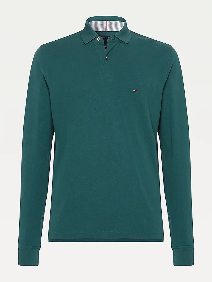 Tommy Hilfiger 1985 Th Flex Regular Fit Long Sleeve Polo T Skjorte Herre Grønn | BFVGAT-278