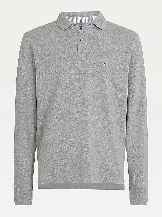 Tommy Hilfiger 1985 Th Flex Regular Fit Long Sleeve Polo T Skjorte Herre Grå | CQLAPT-238