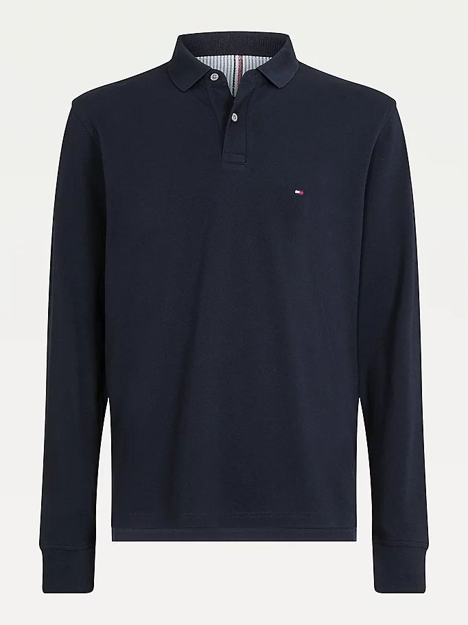 Tommy Hilfiger 1985 Th Flex Regular Fit Long Sleeve Polo T Skjorte Herre Blå | WLARUS-801