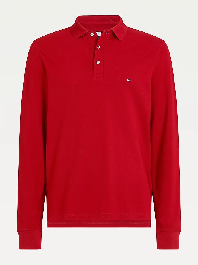 Tommy Hilfiger 1985 Th Flex Slim Fit Long Sleeve Polo T Skjorte Herre Rød | UEKANJ-569