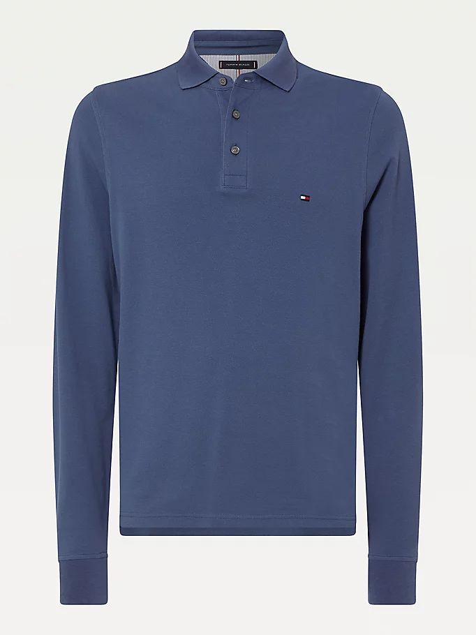 Tommy Hilfiger 1985 Th Flex Slim Fit Long Sleeve Polo T Skjorte Herre Blå | VYXZUD-527