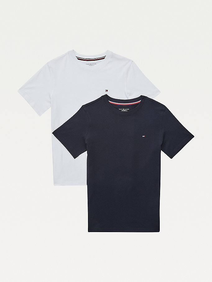 Tommy Hilfiger 2-Pack Kort Sleeve T-skjorte Gutt Blå | VPZXTK-857