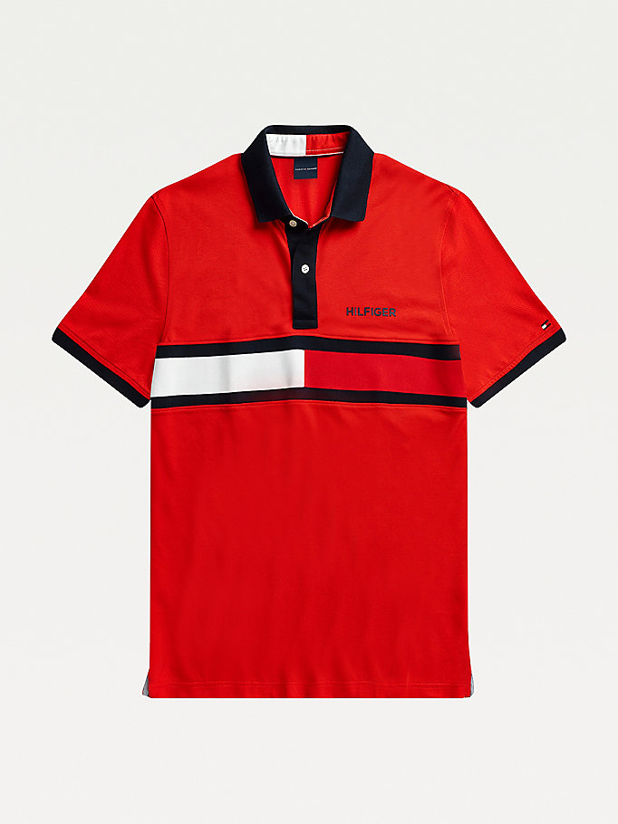 Tommy Hilfiger Adaptive Bomull Flag Custom Fit Polo T Skjorte Herre Rød | FDJQNL-501