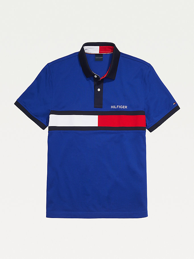 Tommy Hilfiger Adaptive Bomull Flag Custom Fit Polo T Skjorte Herre Blå | YPJIBC-452