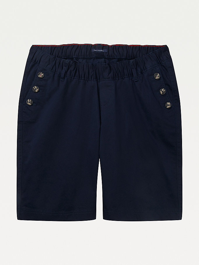 Tommy Hilfiger Adaptive Button Detail Shorts Dame Blå | XVAKRZ-174