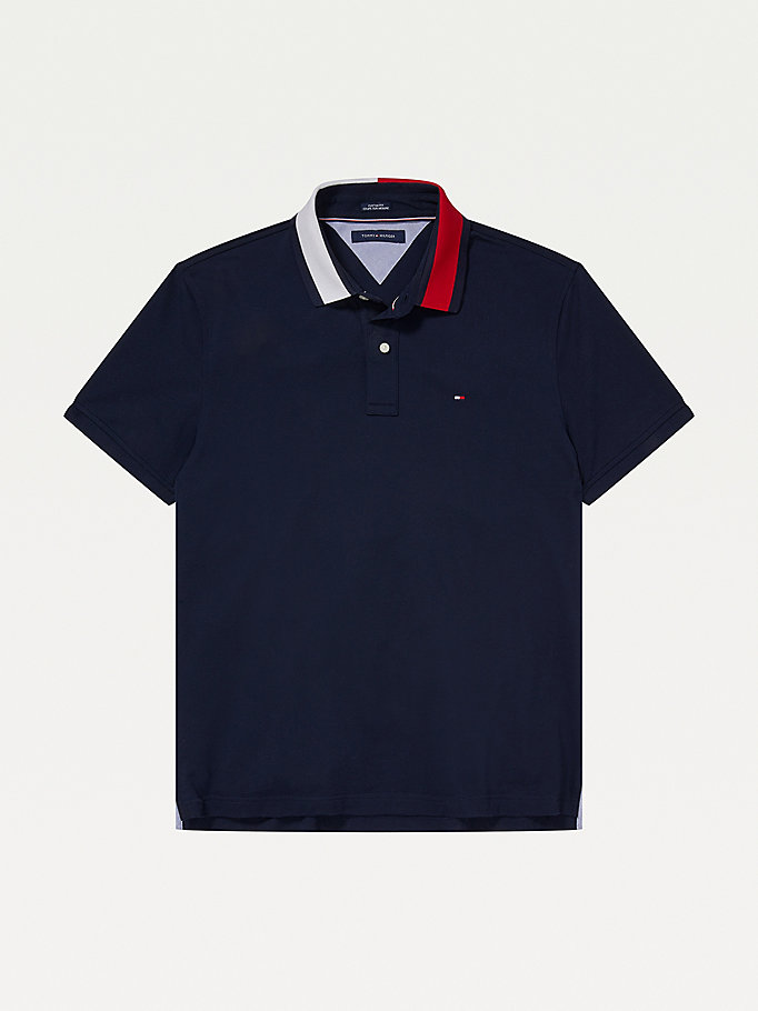 Tommy Hilfiger Adaptive Contrast Collar Custom Fit Polo T Skjorte Herre Blå | SDHNLT-146