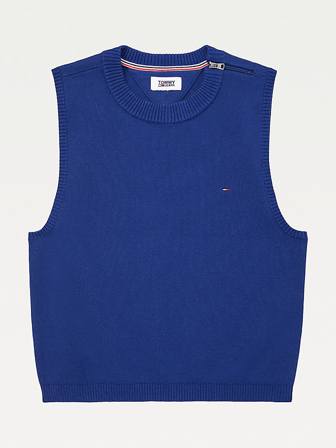 Tommy Hilfiger Adaptive Crop Mock Gensere Dame Blå | PZYAUS-027