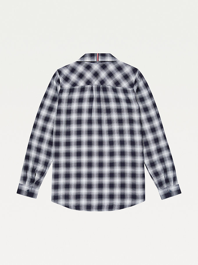 Tommy Hilfiger Adaptive Plaid Popover Skjorte Dame Blå | PSFYKH-493