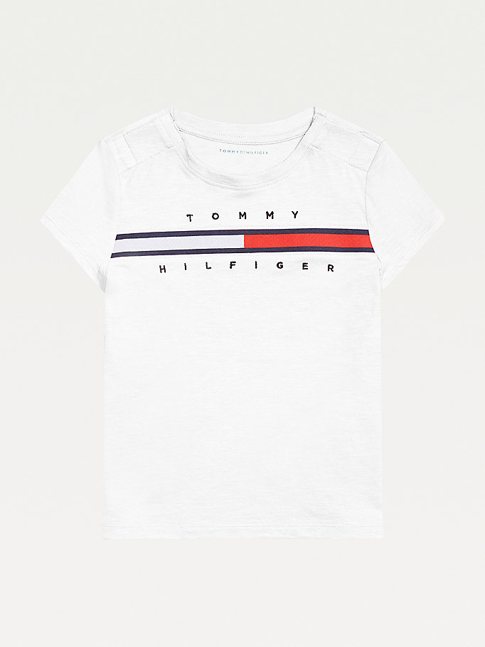 Tommy Hilfiger Adaptive Pure Bomull Logo T-skjorte Jente Hvite | NEXUPF-318