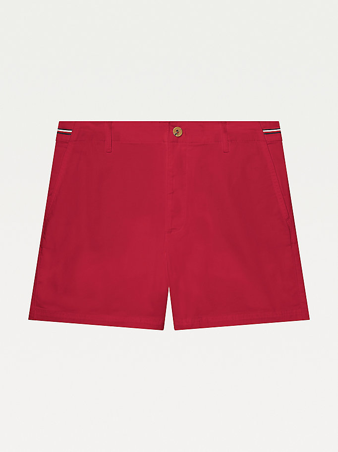 Tommy Hilfiger Adaptive Signature Trim Shorts Dame Rød | TQDYZO-715