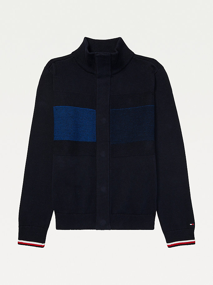 Tommy Hilfiger Adaptive Stripe Flag Mock Jumper Gutt Blå | BEGQRI-824