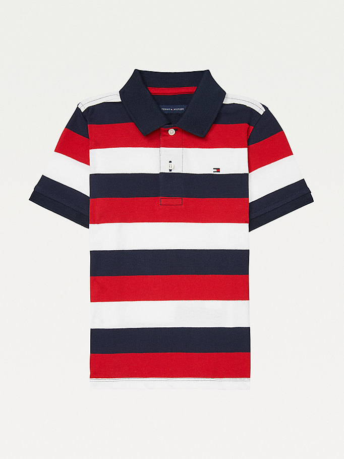 Tommy Hilfiger Adaptive Stripe Polo T Skjorte Gutt Blå | USVMIH-573