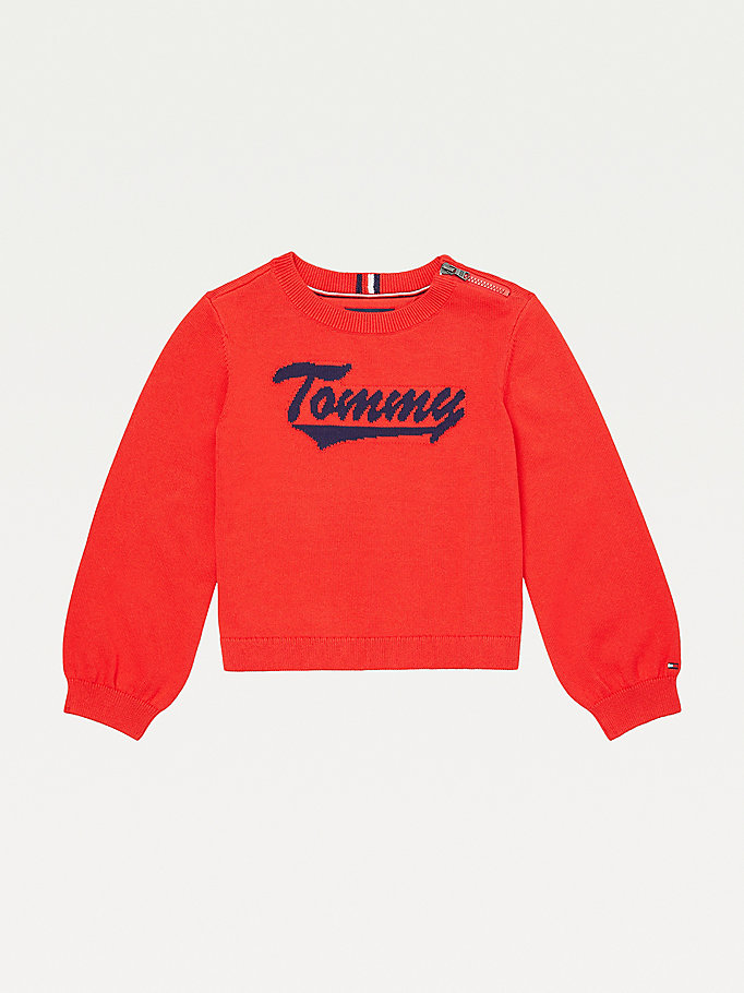 Tommy Hilfiger Adaptive Varsity Chest Logo Sweatshirt Jente Rød | JFODYL-182