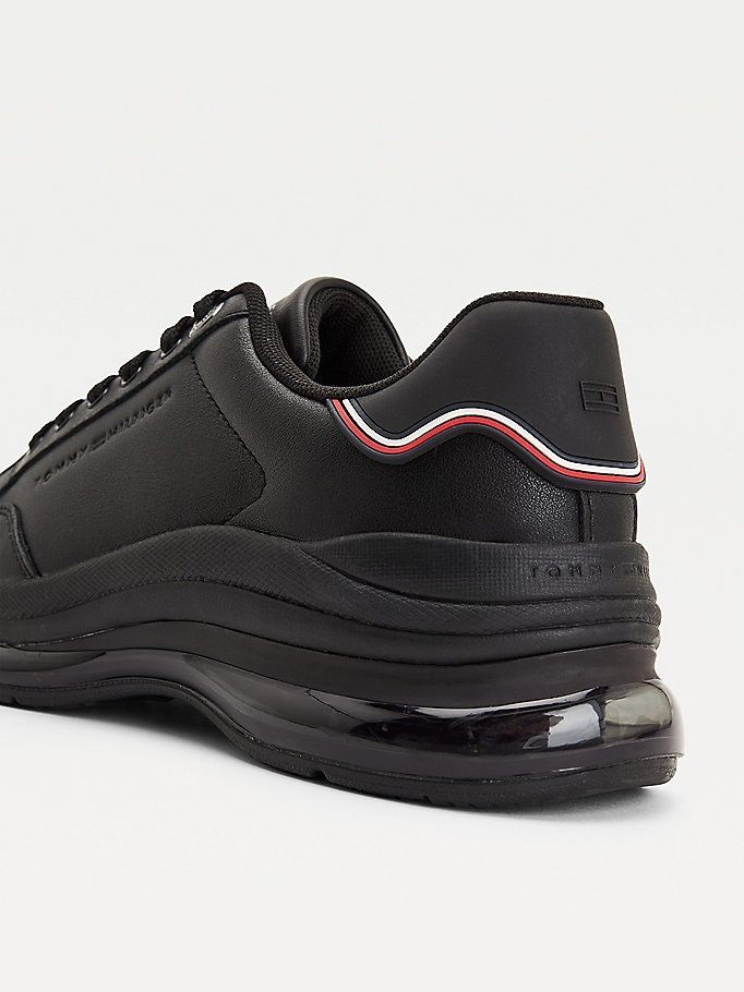 Tommy Hilfiger Air Bubble Signature Lær Joggesko Dame Svarte | YFNAQT-750