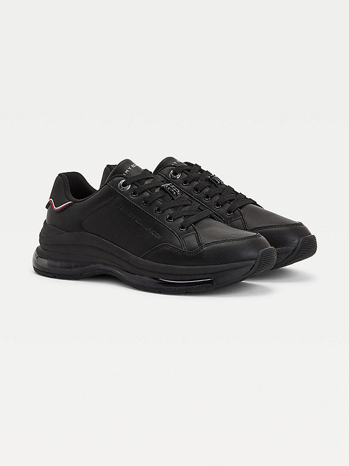 Tommy Hilfiger Air Bubble Signature Lær Joggesko Dame Svarte | YFNAQT-750