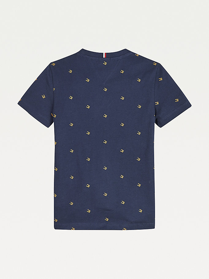 Tommy Hilfiger All-Over Flag Organic Bomull T-skjorte Gutt Blå | CMYLXD-052