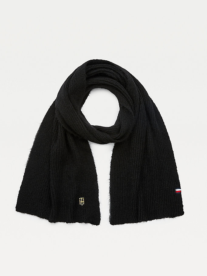 Tommy Hilfiger Alpaca Wool Blend Monogram Skjerf Dame Svarte | IUOVDZ-731