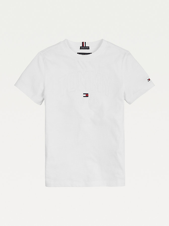 Tommy Hilfiger Appliqué Logo Organic Bomull T-skjorte Gutt Hvite | BEMLZO-923