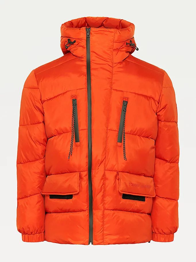 Tommy Hilfiger Asymmetrical Zip Puffer Jakke Herre Rød | ILGQPO-270