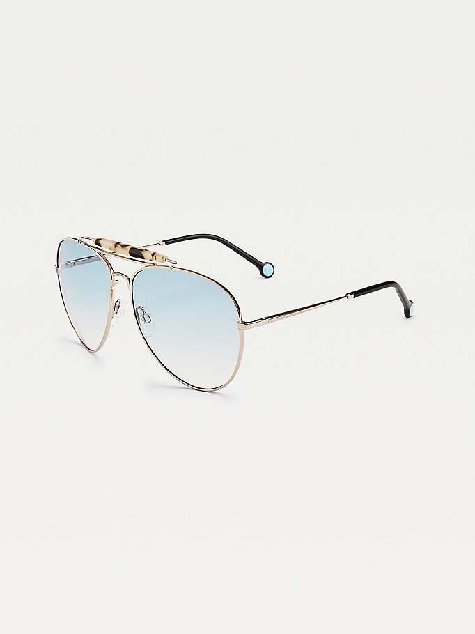 Tommy Hilfiger Aviator Metal Solbriller Dame Blå | DOXUTG-529