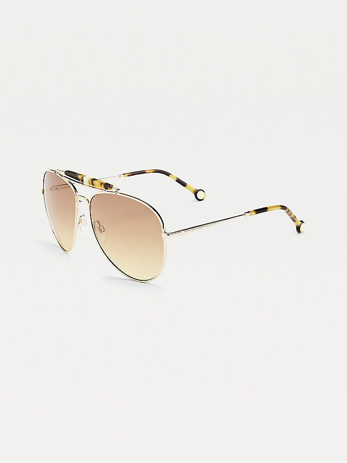 Tommy Hilfiger Aviator Metal Solbriller Dame Brune | RSDPLY-546