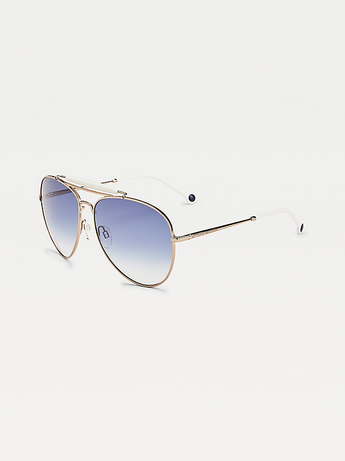 Tommy Hilfiger Aviator Metal Solbriller Dame Blå | UZRBSH-794