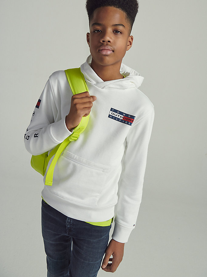 Tommy Hilfiger Back Graphic Outdoor Logo Hettegensere Gutt Hvite | BWEHYU-824