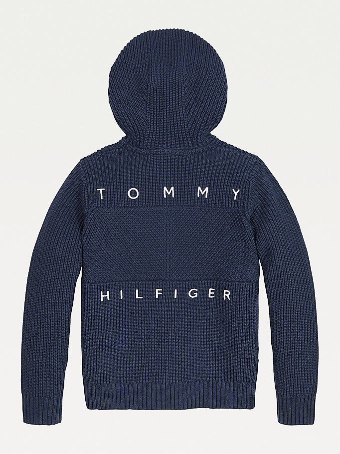 Tommy Hilfiger Back Logo Zip-Thru Jumper Gutt Blå | CSWBMV-036