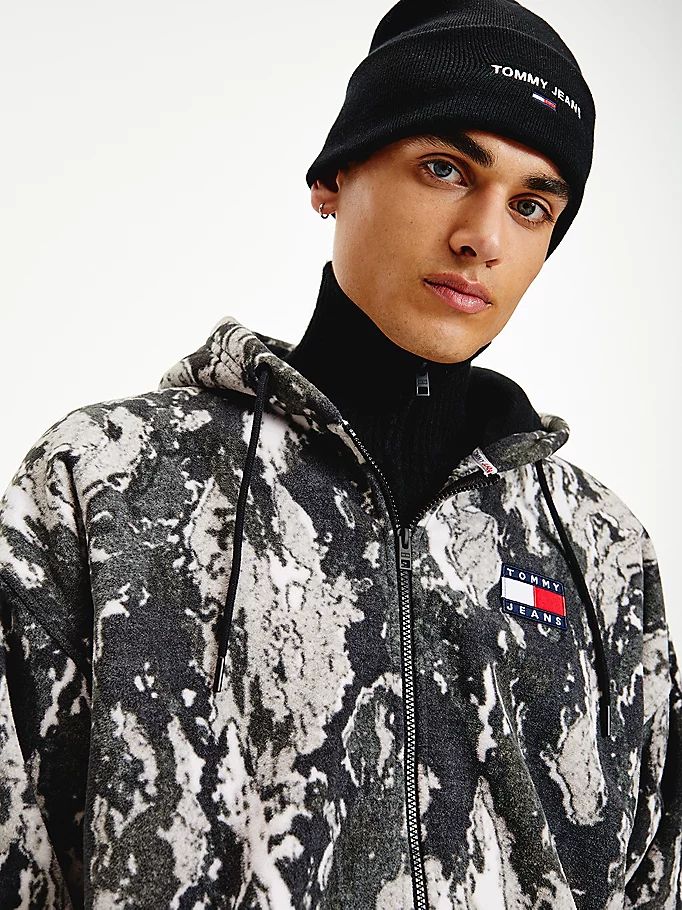 Tommy Hilfiger Badge Camo Print Half-Zip Hettegensere Herre Svarte | JOLRPM-972