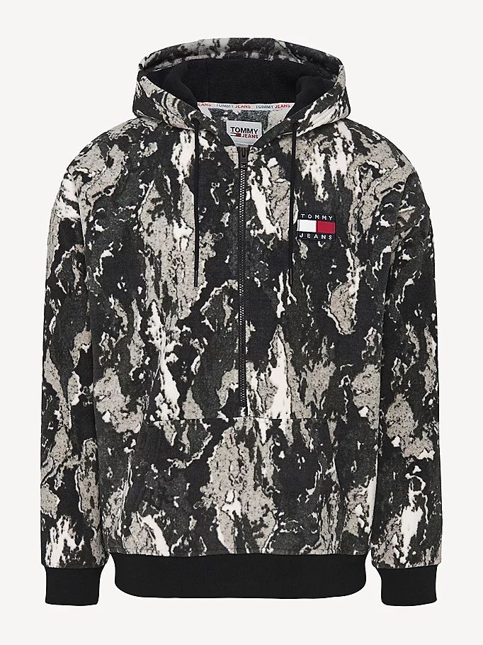 Tommy Hilfiger Badge Camo Print Half-Zip Hettegensere Herre Svarte | JOLRPM-972