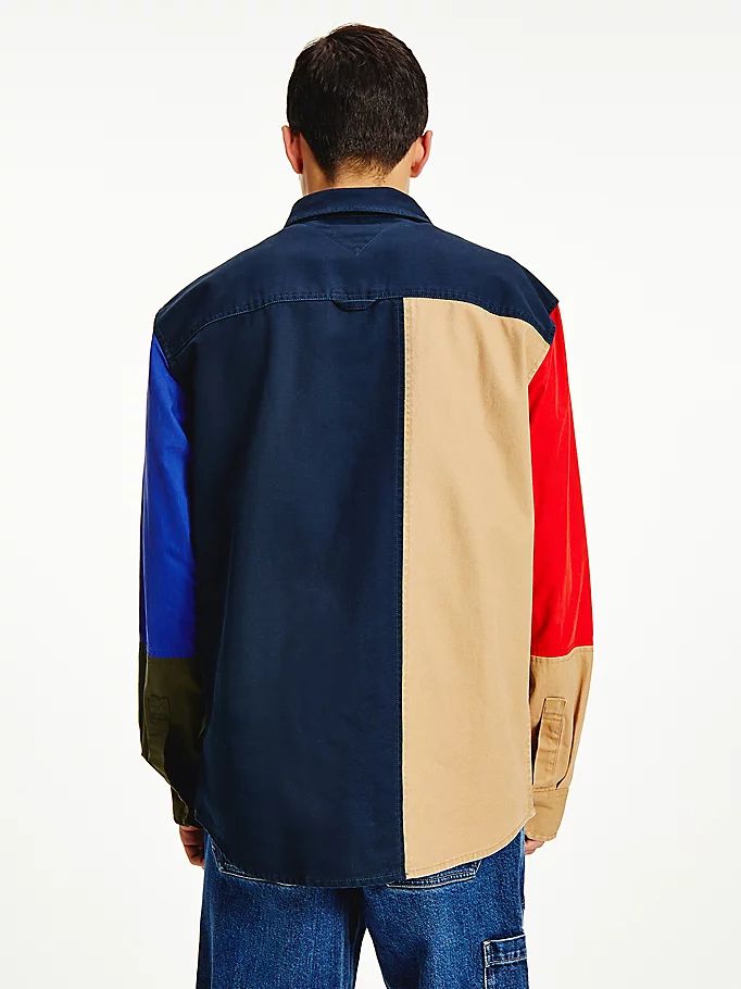 Tommy Hilfiger Badge Colour-Blocked Over Skjorte Herre Blå | QBXDZF-018