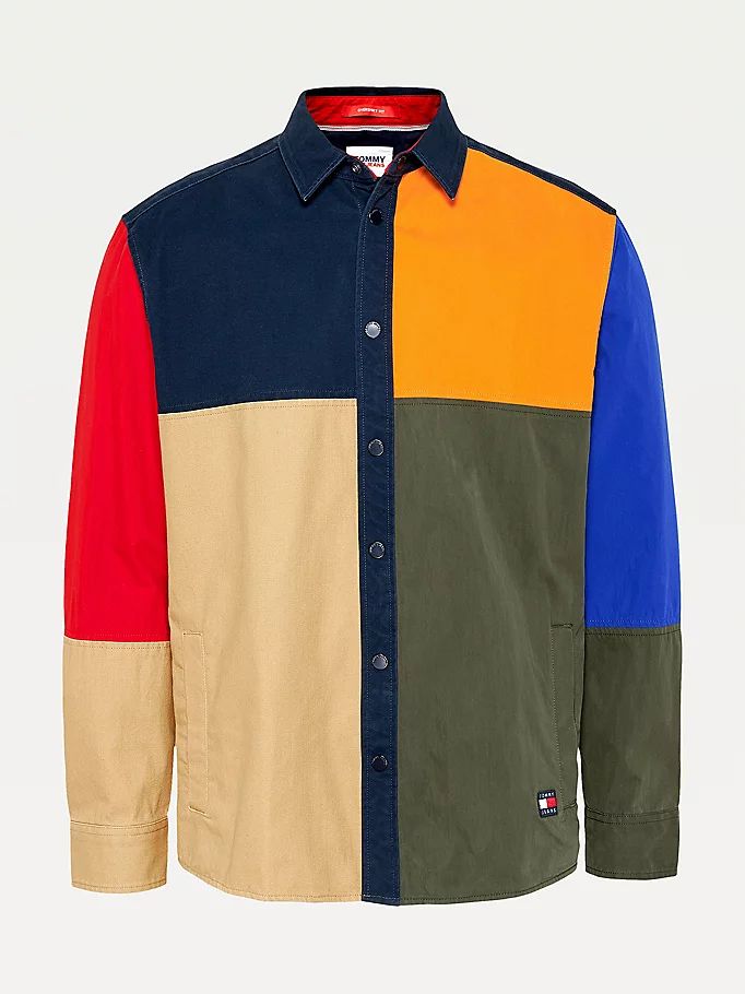 Tommy Hilfiger Badge Colour-Blocked Over Skjorte Herre Blå | QBXDZF-018