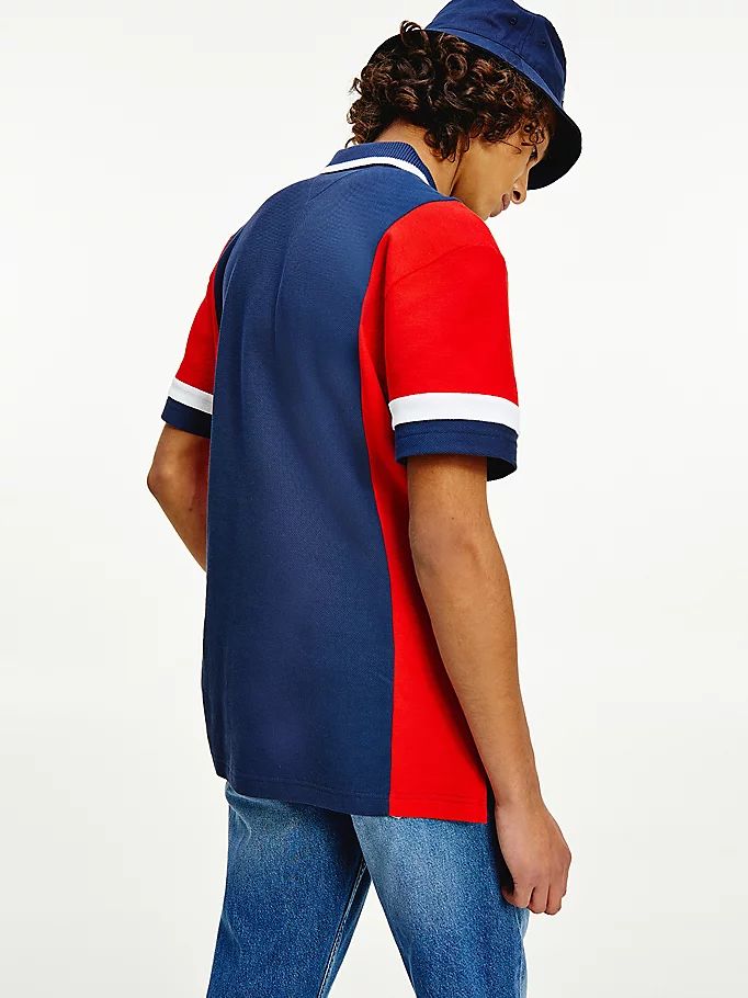 Tommy Hilfiger Badge Colour-Blocked Relaxed Fit Polo T Skjorte Herre Blå | SGARKB-975