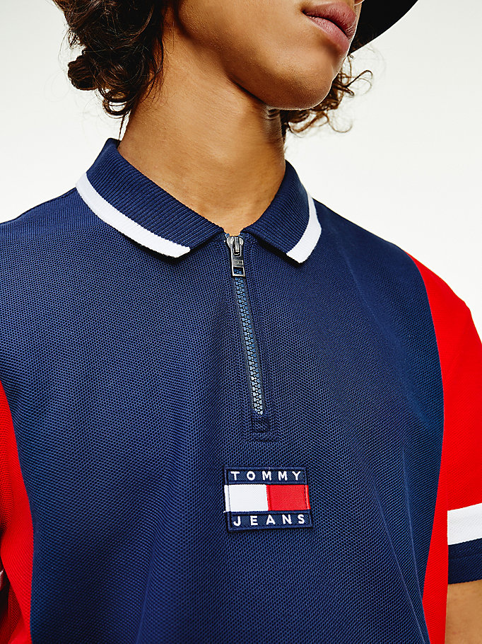 Tommy Hilfiger Badge Colour-Blocked Relaxed Fit Polo T Skjorte Herre Blå | SGARKB-975