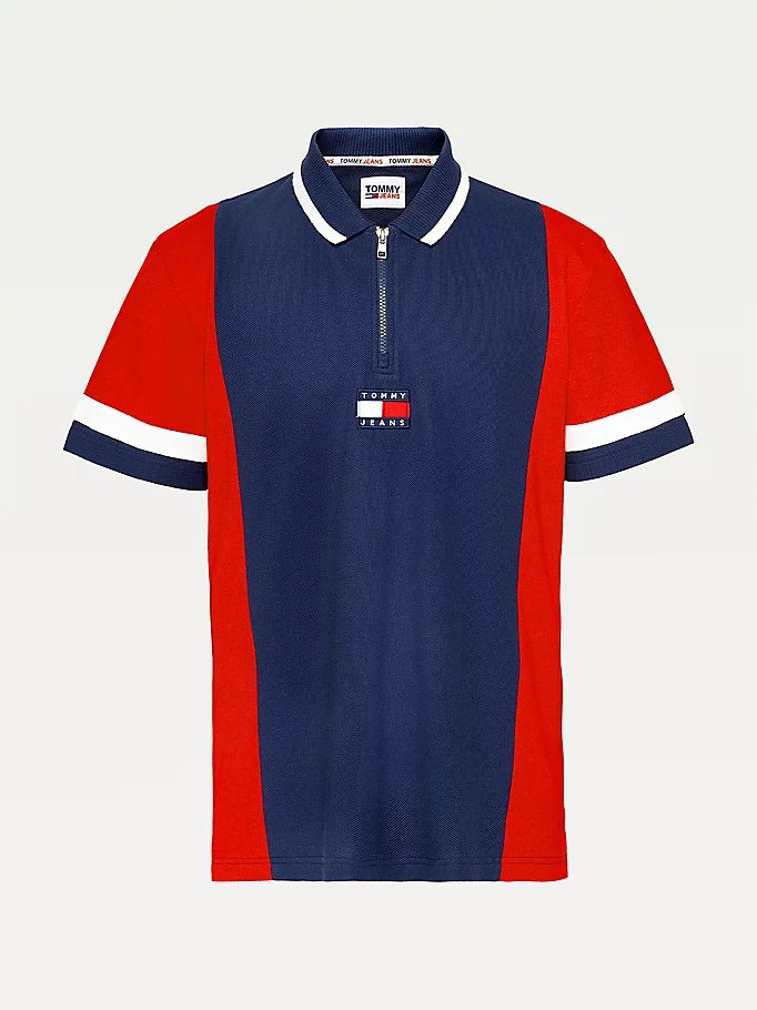 Tommy Hilfiger Badge Colour-Blocked Relaxed Fit Polo T Skjorte Herre Blå | SGARKB-975