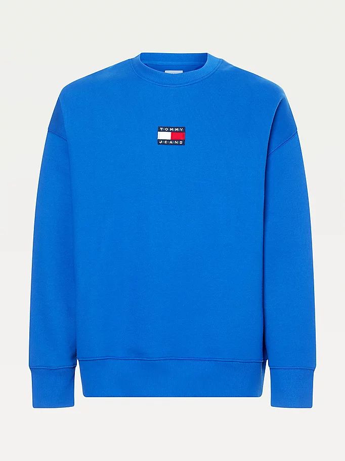 Tommy Hilfiger Badge Crew Neck Sweatshirt Herre Blå | QSDEGJ-728