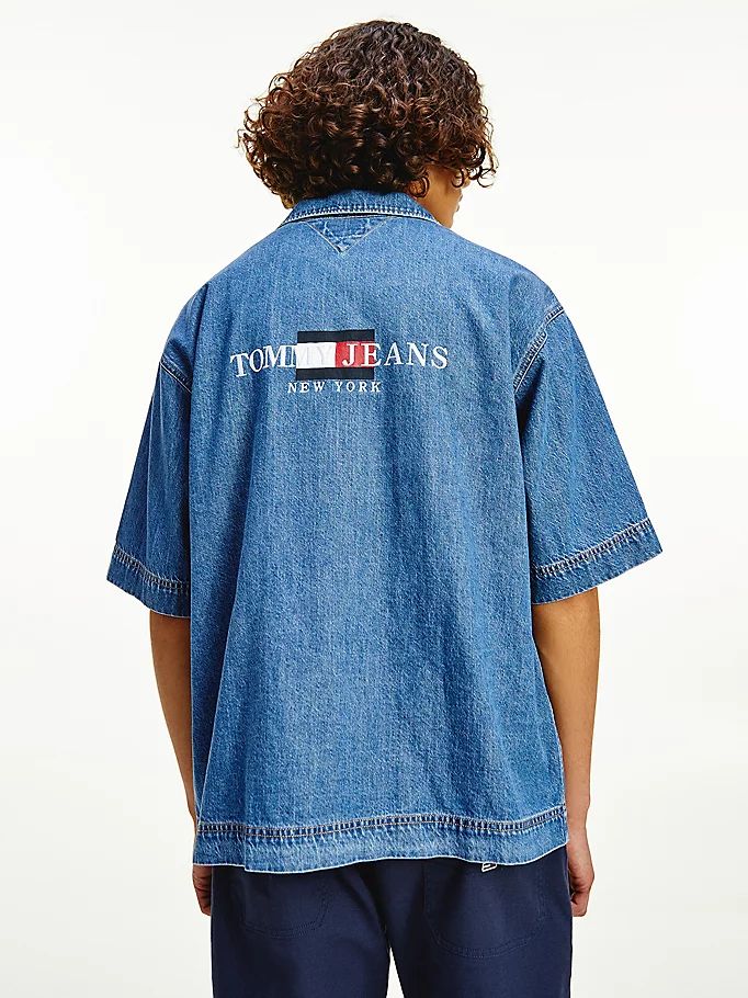 Tommy Hilfiger Badge Denim Utility Over Skjorte Herre Blå | YHKJSF-429