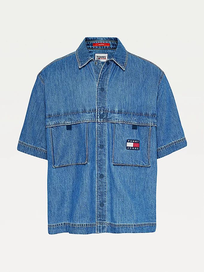 Tommy Hilfiger Badge Denim Utility Over Skjorte Herre Blå | YHKJSF-429