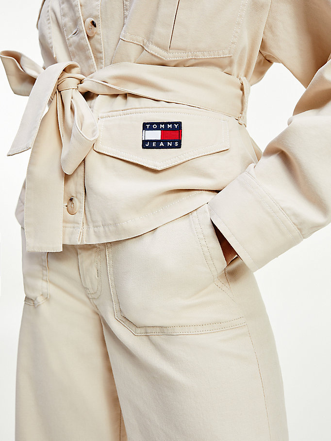 Tommy Hilfiger Badge Ed Over Skjorte Dame Beige | USTEYC-952