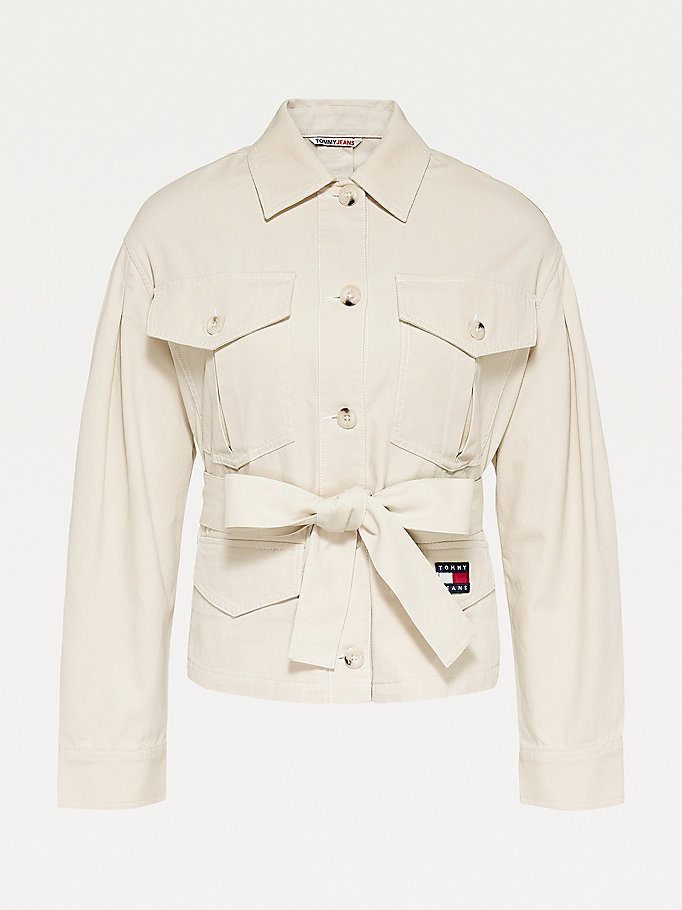 Tommy Hilfiger Badge Ed Over Skjorte Dame Beige | USTEYC-952