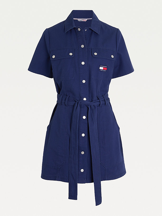 Tommy Hilfiger Badge Ed Utility Kjoler Dame Blå | RCMTWK-481