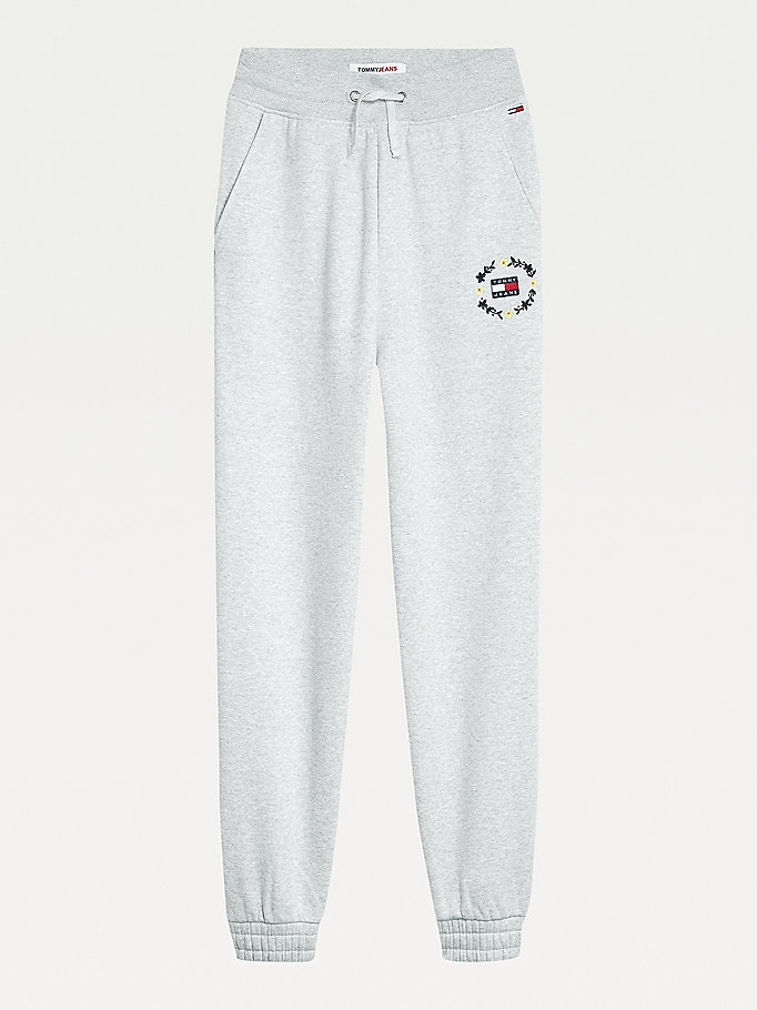 Tommy Hilfiger Badge Floral Logo Joggers Dame Grå | XGKEFR-912