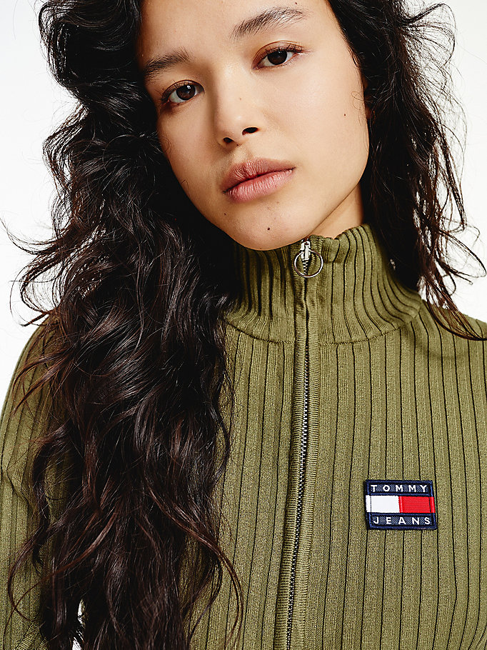 Tommy Hilfiger Badge Half-Zip Rib-Knit Gensere Dame Grønn | FLZTED-521