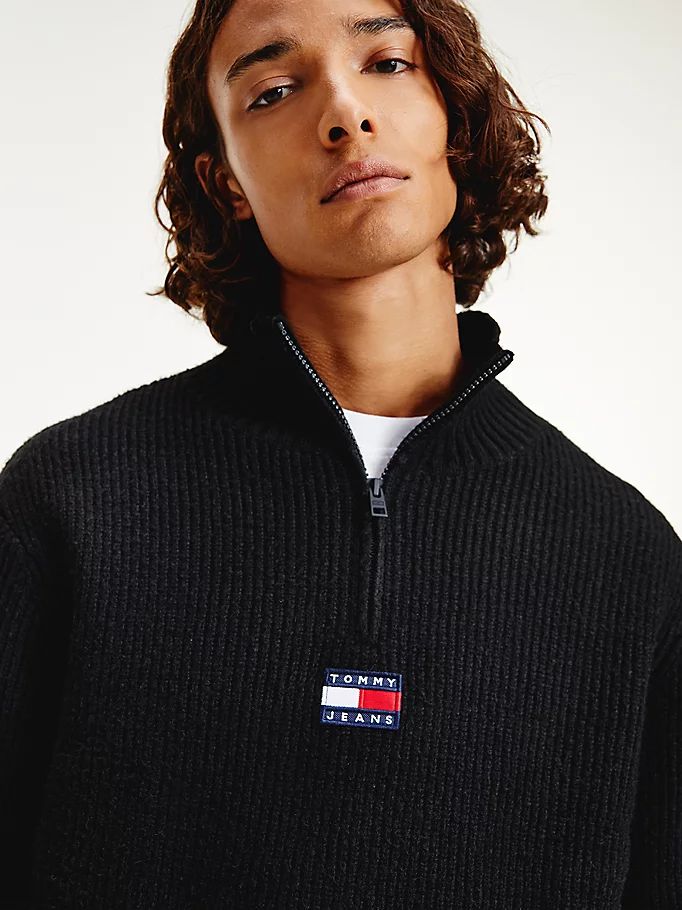 Tommy Hilfiger Badge Mock Gensere Herre Svarte | XSDCRE-749