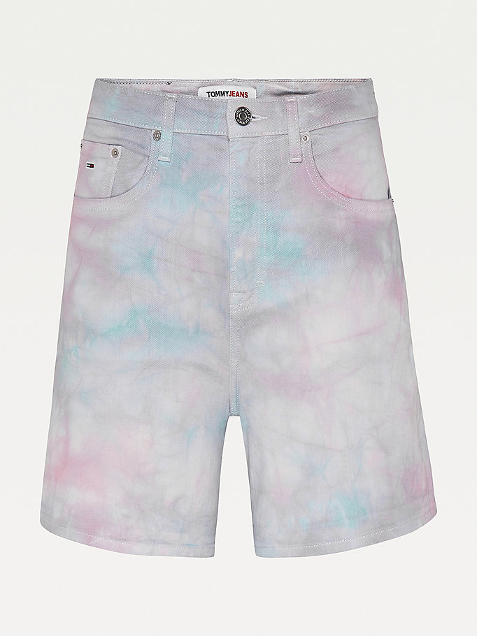 Tommy Hilfiger Badge Mom Tie-Dye Shorts Dame Blå | DXGNJE-462