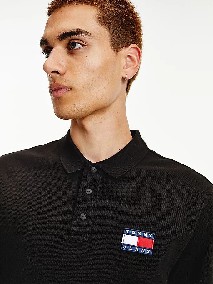 Tommy Hilfiger Badge Organic Bomull Polo T Skjorte Herre Svarte | AUKVRP-813