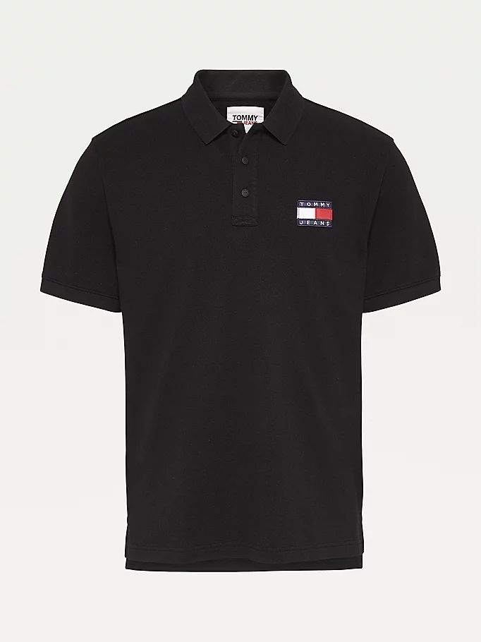 Tommy Hilfiger Badge Organic Bomull Polo T Skjorte Herre Svarte | AUKVRP-813