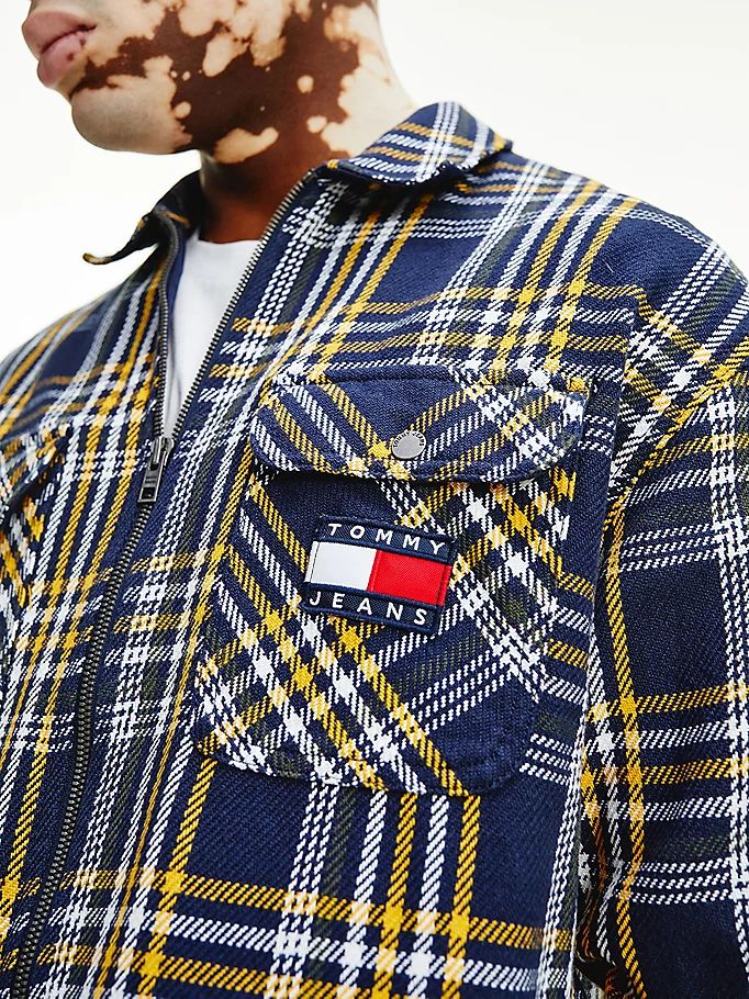 Tommy Hilfiger Badge Relaxed Fit Check Over Skjorte Herre Blå | OCBWLQ-237